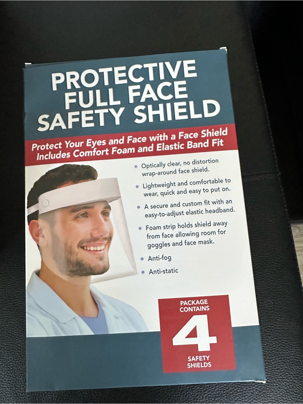 Protective Full Face Safety Shield with White Headband - 4 Pack